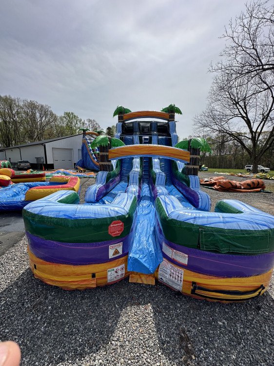 18ft Yellow Magic Double Lane Water Slide